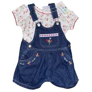 Vintage Miniwear t-shirt and short denim overalls outfit set (6/9 months) NWT